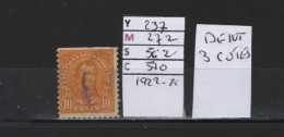 PRIX FIXE Obl 237 YT 272 MIC 562 SCO 570 GIB Monroe 1922 1925 Etats Unis 58/08  Dentelé 3 Cotés - Gebraucht