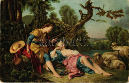 ** T2/T3 Die Engeschlummerte Schäferin. Stengel Litho S: Francois Boucher - Ohne Zuordnung