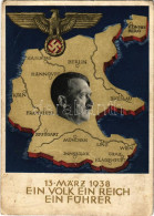 * T3 1938 März 13. Ein Volk, Ein Reich, Ein Führer! / Adolf Hitler, NSDAP German Nazi Party Propaganda, Map, Swastika. 6 - Unclassified