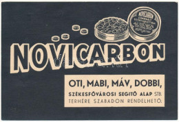 T2/T3 1939 Novicarbon Reklámlap. Viktória Gyógyszertár, Budapest, Erzsébet Körút 23. / Hungarian Medicine Advertisement  - Sin Clasificación