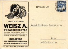 T2/T3 1932 Weisz A. Fogaskerékgyár Reklámja. Budapest VIII. Nagytemplom Utca 34. Schultz Béla és Társa Kiadása / Hungari - Ohne Zuordnung