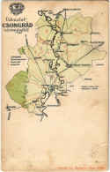 ** T4 Csongrád Vármegye Térképe. Kiadja Károlyi Gy. / Map Of Csongrád County (lyuk / Hole) - Non Classés