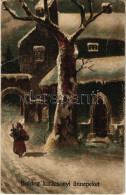 * T2/T3 Boldog Karácsonyi ünnepeket / Christmas Greeting Art Postcard With Saint Nicholas (Rb) - Sin Clasificación