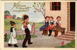 ** T2 Kellemes Húsvéti ünnepeket! Magyar Népviseletes üdvözlet / Easter Greeting, Hungarian Folklore S: Szilágyi G. Ilon - Non Classificati