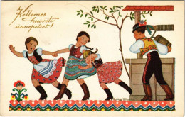 ** T2/T3 Kellemes Húsvéti ünnepeket! Magyar Népviseletes üdvözlet / Easter Greeting, Hungarian Folklore S: Szilágyi G. I - Ohne Zuordnung