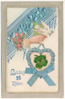 T2/T3 1909 Boldog újévet! Szecessziós Dombornyomott Rátétes üdvözlő Képeslap / New Year Greeting. Art Nouveau, Embossed  - Ohne Zuordnung