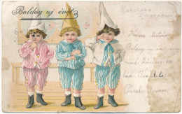 T3 1899 (Vorläufer) Boldog újévet! Iskolába Maradnak / New Year Greeting, Children. Litho (fl) - Non Classés