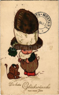 * T2/T3 1923 Die Besten Glückwünsche Zum Neuen Jahre / New Year Greeting Art Postcard With Clover And Dog (Rb) - Ohne Zuordnung