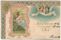 * T3 1901 Boldog Karácsonyi ünnepeket / Christmas Greeting Art Postcard. Art Nouveau, Floral, Emb. Litho (ázott / Wet Da - Non Classificati