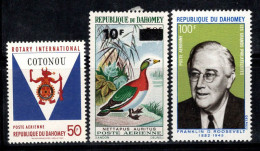 Dahomey 1969-70 Mi. 393-94,406 Neuf ** 100% Poste Aérienne Roosevelt,Rotary International,Oiseau - Altri - Africa