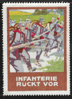 WWI WW1 1914-1918 GERMANY Epoque DELANDRE VIGNETTE INFANTARIE RUCKT VOR FORWARD CHARGE INFANTRY Rare MNH** - Militaria