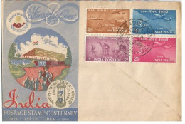 India 1954 Postage Stamps Centenary FDC Cpl 4v Set Bombay GPO 1oct1954 - FDC