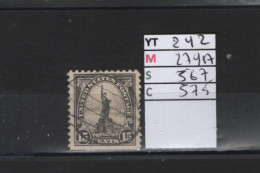 PRIX FIXE Obl 242 YT 279A MIC US567 SCOT US575 GIB  Statue De La Liberté 1922 1925 Etats Unis 58/08  Dentelé 3 Cotés - Usados