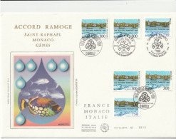 " MONACO / ITALIE / FRANCE : ACCORD RAMOGE " Sur Enveloppe 1er Jour Grand Format De 1996. Parfait état. FDC à Saisir !!! - Joint Issues