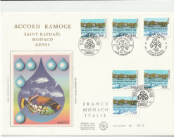 " MONACO / ITALIE / FRANCE : ACCORD RAMOGE " Sur Enveloppe 1er Jour Grand Format De 1996. Parfait état. FDC à Saisir !!! - Emissions Communes