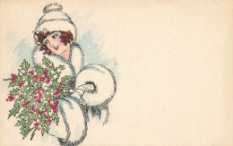 Jugendstil * CPA Illustrateur Art Nouveau * Femme En Tenue D'hiver * Neige * Bonnet Manteau Fourrure * Genre Sager - 1900-1949