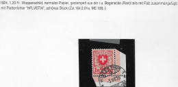 Switzerland 1924 ERROR HFLVETIA 100 Euros Nice Corner Cancel - Variétés