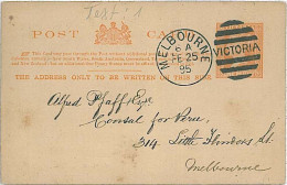 15537 - VICTORIA -  POSTAL STATIONERY CARD :  Melbourne LOCAL USE 1895 - Covers & Documents