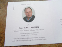 Doodsprentje/Bidprentje  Fons SCHILLEBEEKX   Balen 1940-2002  (Echtg J. Vrachten) - Religion & Esotérisme