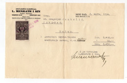 1934. KINGDOM OF YUGOSLAVIA,SERBIA,NOVI SAD,L. MENRATH & SON,FURNITURE SELLERS,INVOICE TO BELGRADE - Lettres & Documents