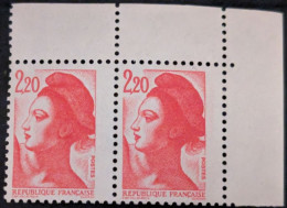 2376e ** Variété Double-frappe Re-entry Liberté 2.20F Type I Rouge - Unused Stamps