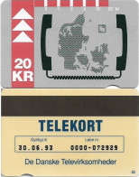 Denmark - KTAS - Denmark Map (Red) - TDKD026B - Exp.30.06.1993, 20kr, 4.200ex, Used - Denmark