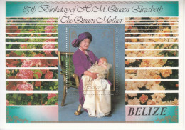 1985 Belize Queen Mother Royalty Flowers Souvenir Sheet   MNH - Belize (1973-...)
