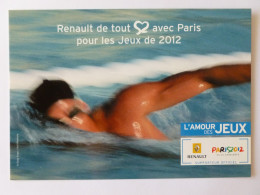 NATATION - Nageur - Jeux Olympiques / JO Paris 2012 - Renault Supporteur Officiel - Carte Publicitaire - Schwimmen