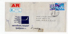 1989. YUGOSLAVIA,SLOVENIA,LJUBLJANA,BRNIK AIRPORT LJUBLJANA,AR RECORDED COVER TO BELGRADE - Covers & Documents