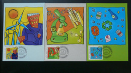 Carte Maximum Card (série De 3) Bande Dessinée Environnement Recherche énergie Luxembourg 2001 - Cartes Maximum