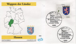 Germany Deutschland 1993 FDC Wappen Und Lander, Hessen, Canceled In Berlin - 1991-2000