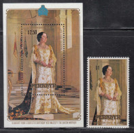 1980 Penhryn Queen Mother Royalty Complete Set Of 1 + Souvenir Sheet  MNH - Penrhyn