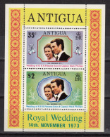 ANTIGUA Block 10 MNH ** Royal Wedding Princess Anne (1973) - 1960-1981 Autonomía Interna