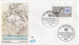 Germany Deutschland 1993 FDC 125 Jahre Norddeutsche Seewarte In Hamburg, North German Maritime Observatory, Berlin - 1991-2000