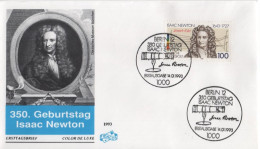 Germany Deutschland 1993 FDC Isaac Newton, Mathematician, Physicist, Astronomer, Alchemist, Theologian, Berlin - 1991-2000