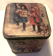 Ancienne Boîte En Métal Décor Petites Filles - Boxes