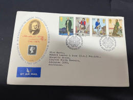 9-2-2024 (3 X 44) UK (Great Britain) FDC - 1979 - Rowland Hill (21 X 13 Cm) - 1971-1980 Em. Décimales