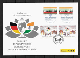 2021 Joint Germany And India, LUXERY MIXED FDC GERMANY WITH 2+2 STAMPS: Cooperation - Joint Issues