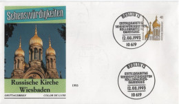 Germany Deutschland 1993 FDC Sehenswürdigkeiten, Russische Kirche, Wiesbaden, Orthodox Church, Canceled In Berlin - 1991-2000