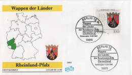 Germany Deutschland 1993 FDC Wappen Und Lander, Rheinland-Pfalz, Canceled In Berlin - 1991-2000
