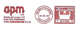 SAN MARINO - 2007 APM Elettrodomestici - Ema Affrancatura Meccanica Rossa Red Meter Su Busta Non Viaggiata - 1900 - Storia Postale