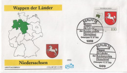 Germany Deutschland 1993 FDC Wappen Und Lander, Niedersachsen, Canceled In Berlin - 1991-2000