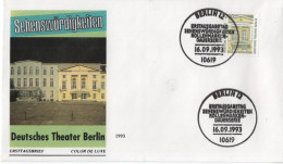 Germany Deutschland 1993 FDC Sehenswürdigkeiten, Deutsches Theater Berlin, Theatre Teatro, Canceled In Berlin - 1991-2000
