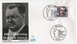 Germany Deutschland 1993 FDC 100. Geburtstag Von Heinrich George,  German Stage And Film Cinema Actor, Berlin - 1991-2000