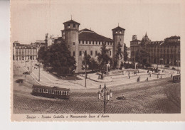 TORINO PIAZZA CASTELLO E MONUMENTO DUCA D' AOSTA    NO VG 1938  TRAM TRAMWAY - Places