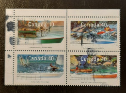 Canada 1991  USED  Sc1320a   Se-tenant Block Of 4 X 40c, Small Craft - 3 - Gebraucht