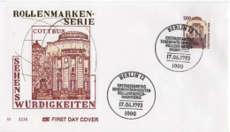 Germany Deutschland 1993 FDC Rollenmarken-Serie, Sehenswürdigkeiten, Staatstheater Cottbus, Canceled In Berlin - 1991-2000