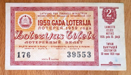 Latvia,, LETTLAND  EX USSR 1959 ,Unused Latvie  Property And Money Lottery Ticket 3 ROUBLE SIKLE  AND HAMMER - Letland
