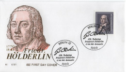 Germany Deutschland 1993 FDC Friederich Holderlin, German Poet And Philosopher, Canceled In Berlin - 1991-2000