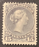 Sc.30 F-VF & Fresh Mint Original Gum * 1868-1876 15c Grey Large Queen Victoria (Canada Y&T #25 TB Neuf Gomme D‘ Origine - Ungebraucht